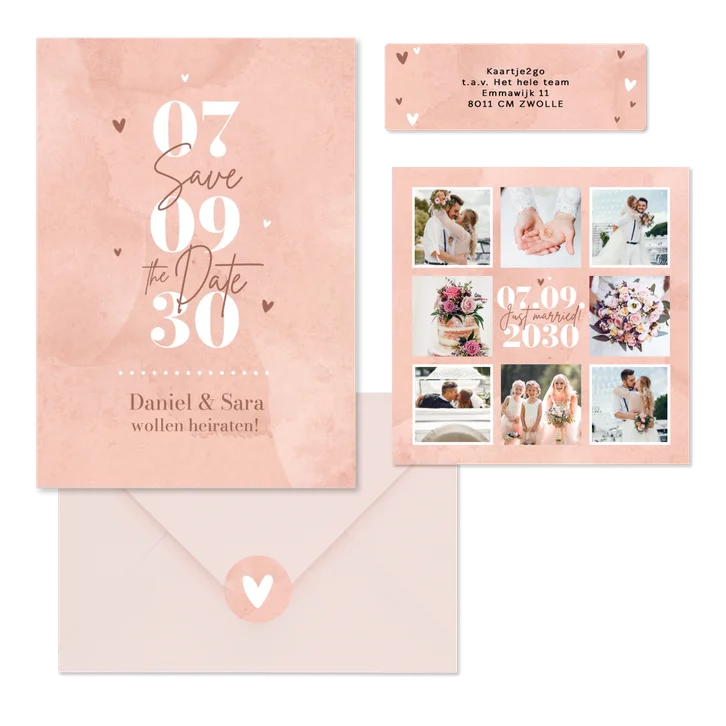Hochzeit - Rosa Aquarell Typografie 