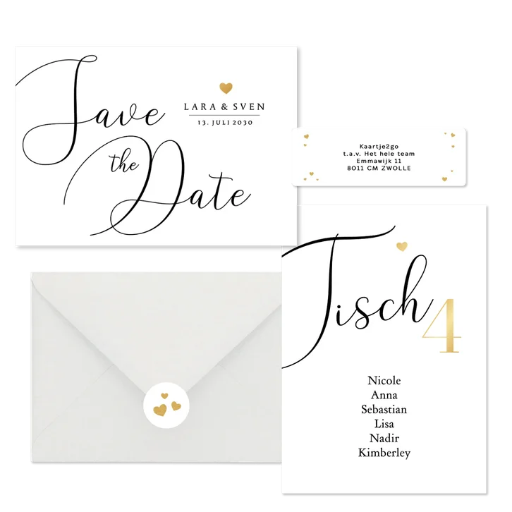 Hochzeit - Kalligrafie schwarz weiß schlicht