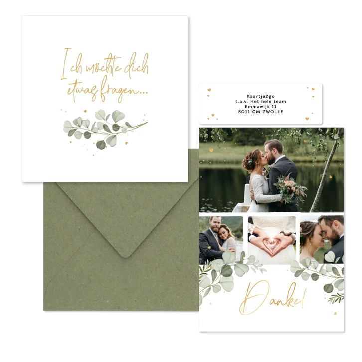 Hochzeitskartenset Aquarellzweige Eukalyptus