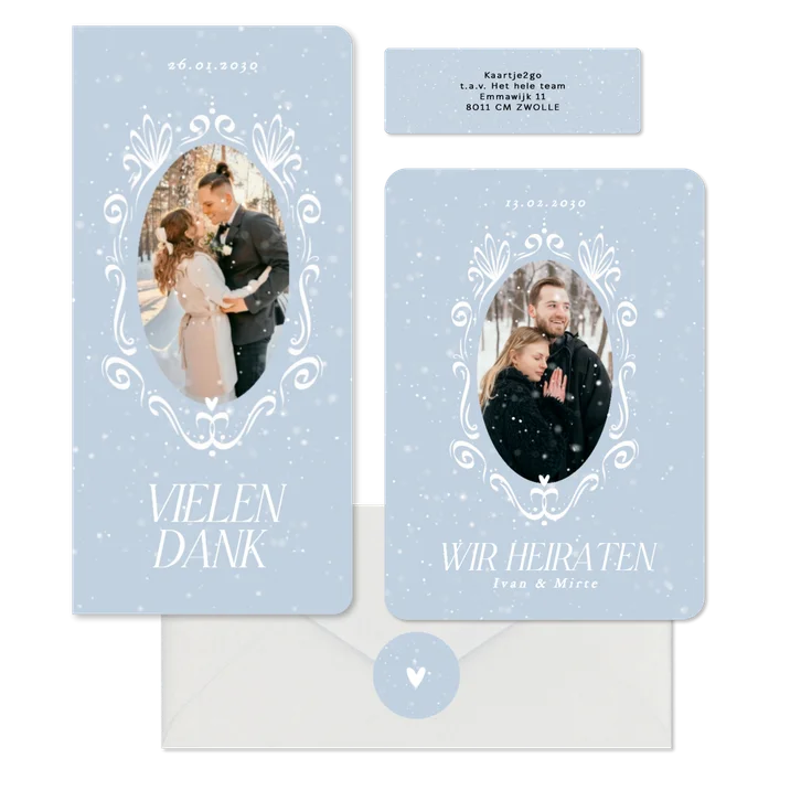 Hochzeit - Winterhochzeit Schneeflocken auf Blau romantische Ornamente