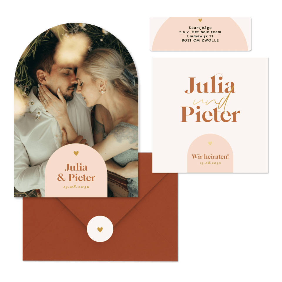 Hochzeit - Moderne Bogenformen grafisch Orange Pastell