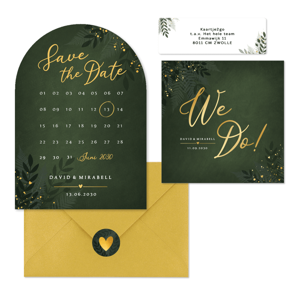 Hochzeit - Dunkelgrün Zweige und Goldsprenkel