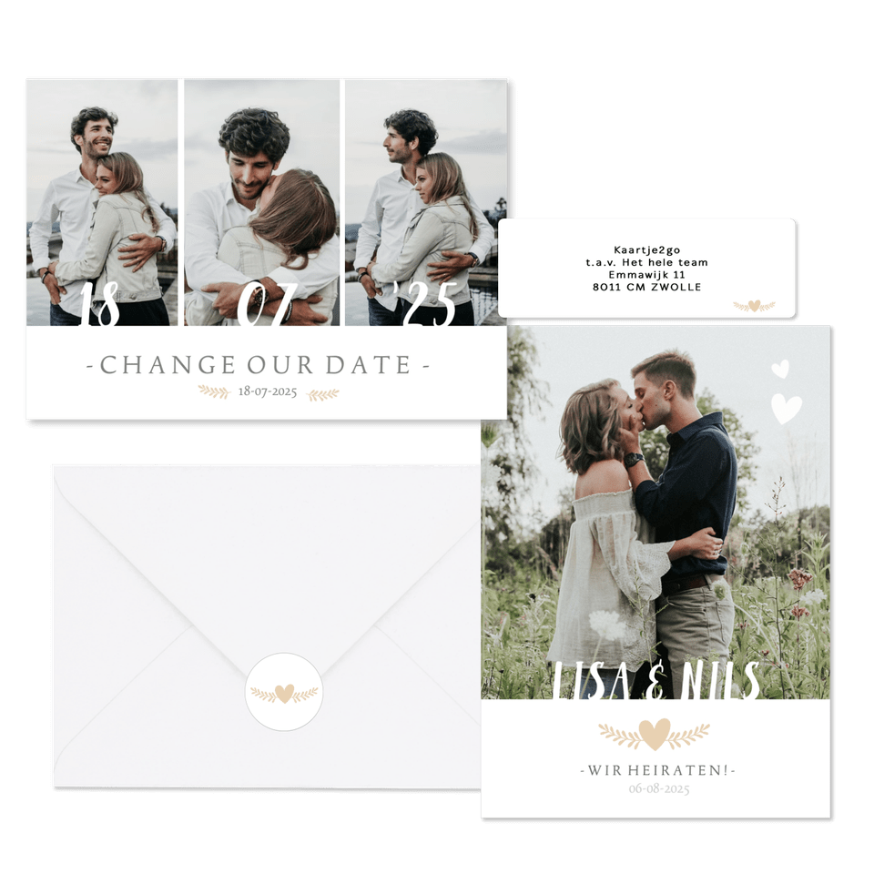 Hochzeitskartenset schlichte Fotoreihe