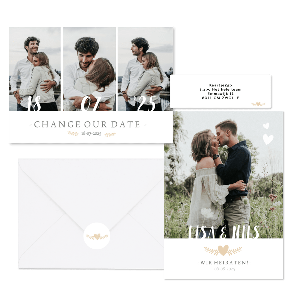 Hochzeitskartenset schlichte Fotoreihe