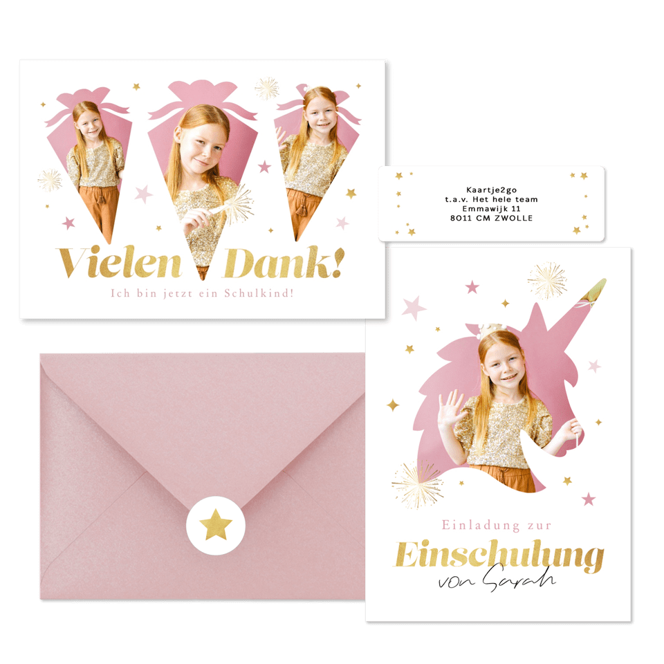 Einschulung - Fotorahmen Einhorn & Schultüte