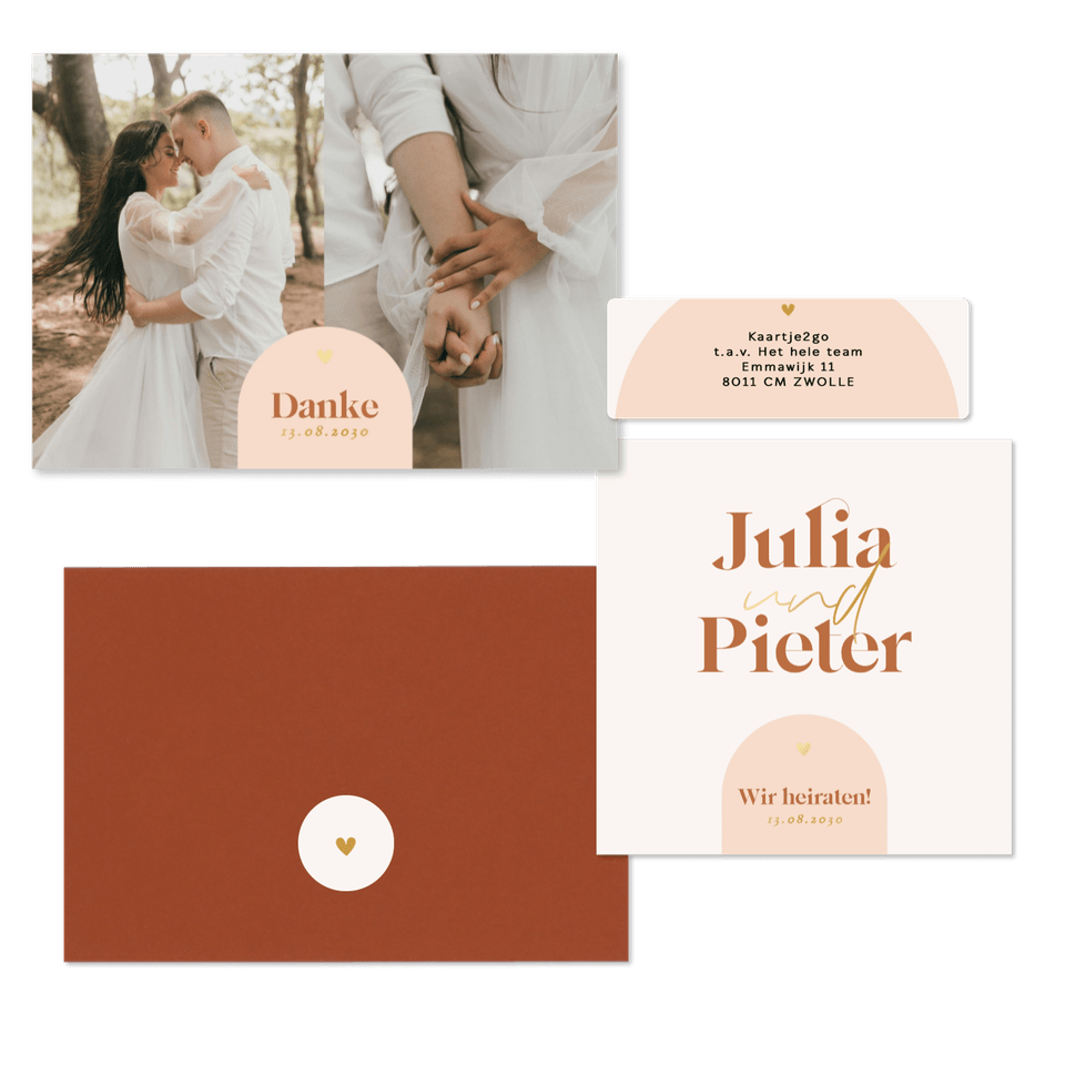 Hochzeit - Moderne Bogenformen grafisch Orange Pastell