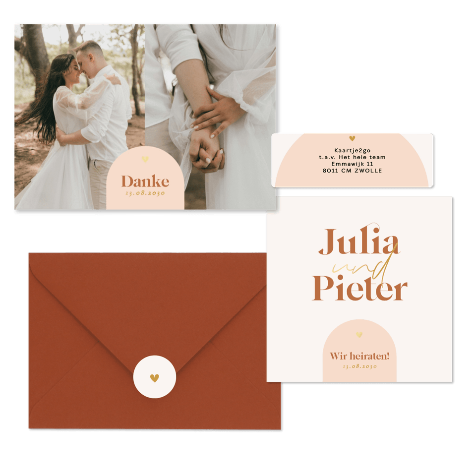 Hochzeit - Moderne Bogenformen grafisch Orange Pastell