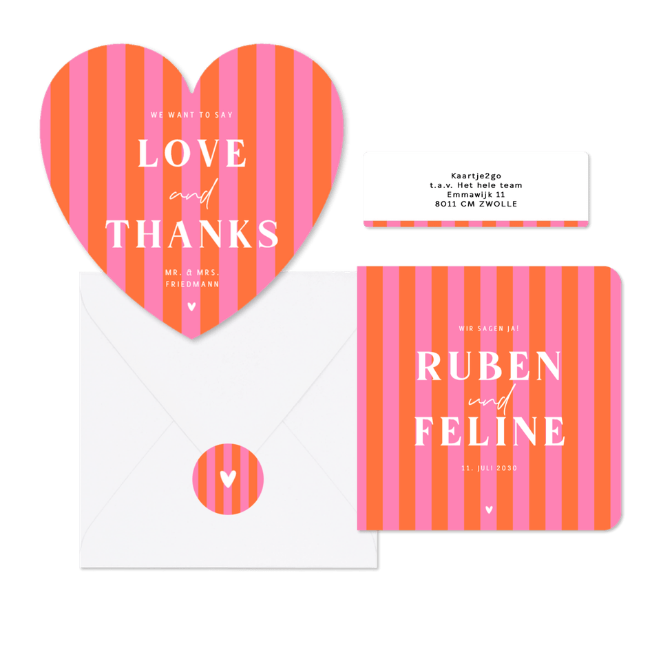 Hochzeit - Colorblocking Streifen rosa-orange