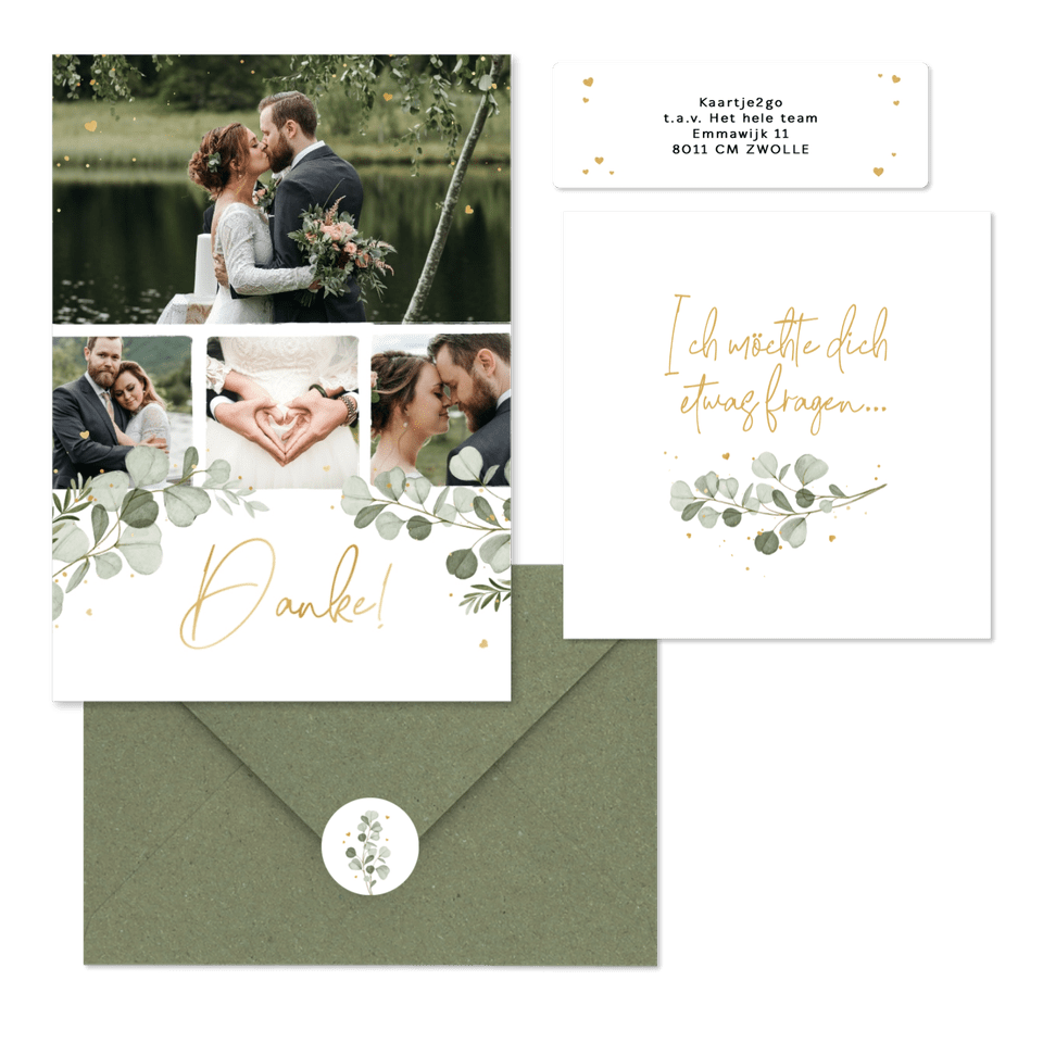 Hochzeitskartenset Aquarellzweige Eukalyptus