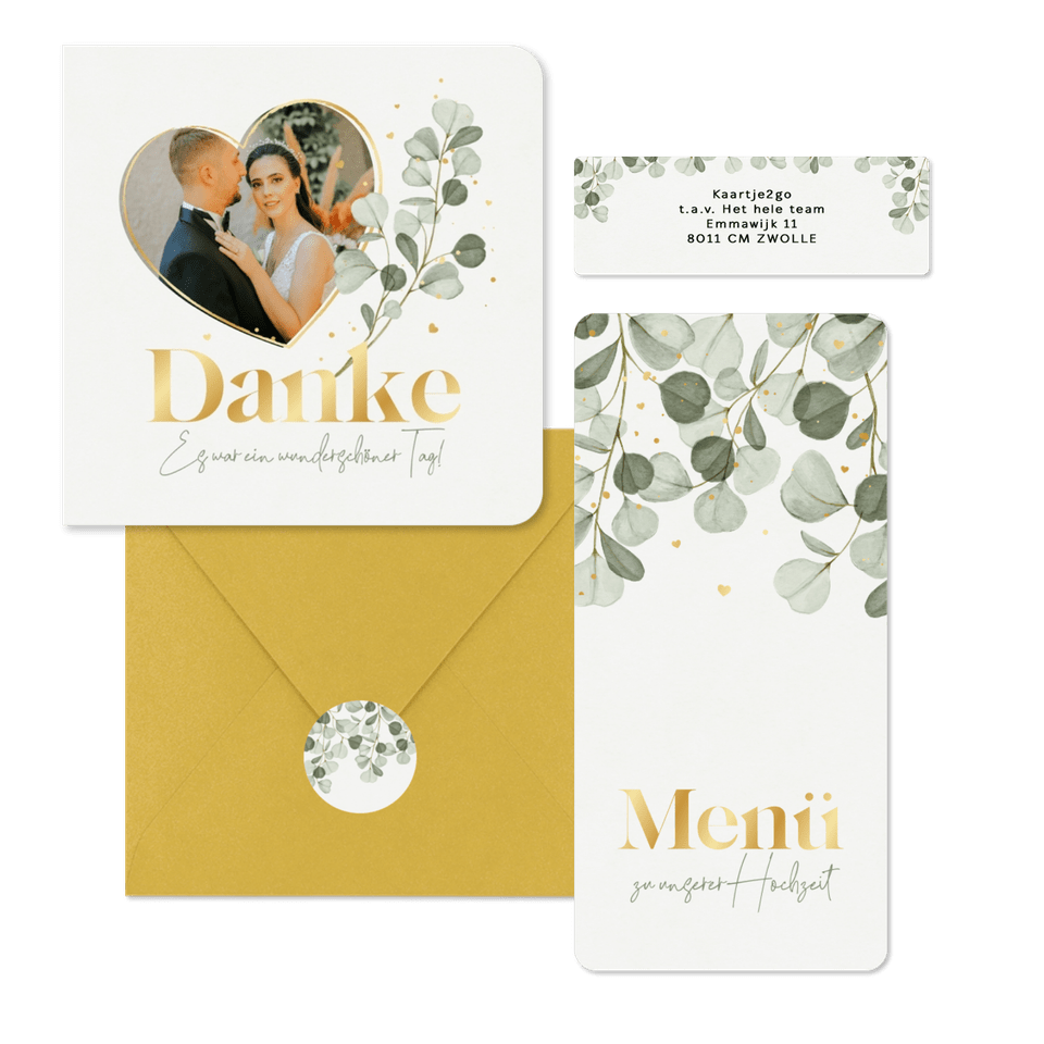 Hochzeit - Eukalyptus & Goldschrift