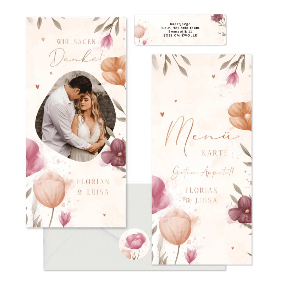 Hochzeit - Frühlingsblumen Aquarell & Kupfer