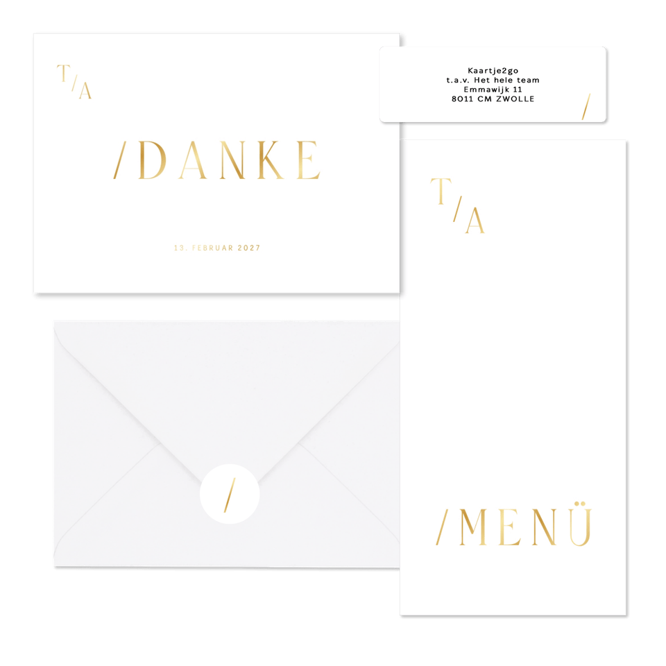 Hochzeitskartenset minimalistisch Goldschrift