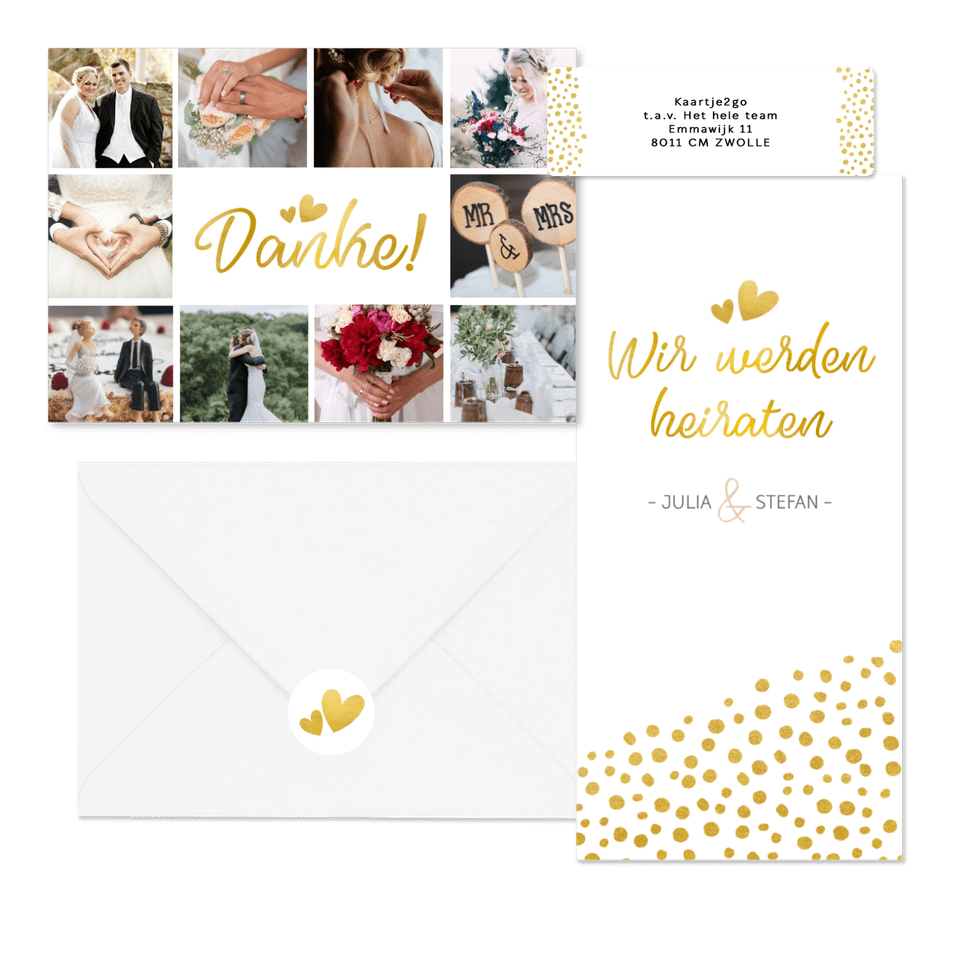 Hochzeitskartenset goldene Punkte