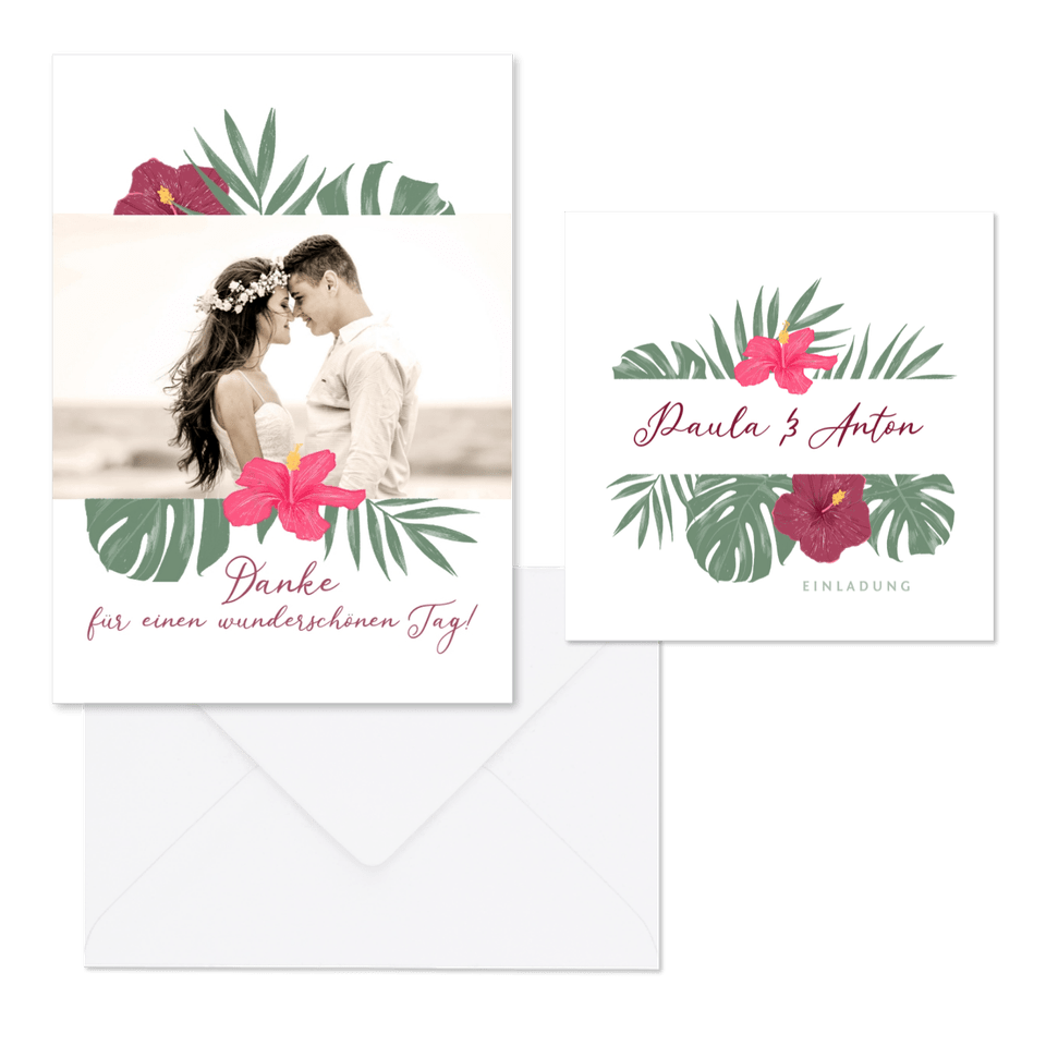 Hochzeitskartenset Papeterie mit Hibiskus