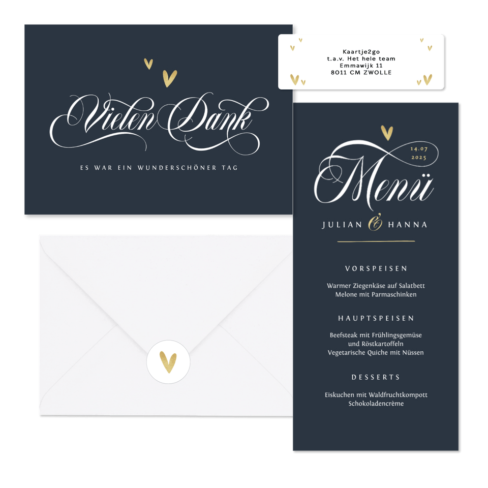 Hochzeitskartenset klassische Schreibschrift