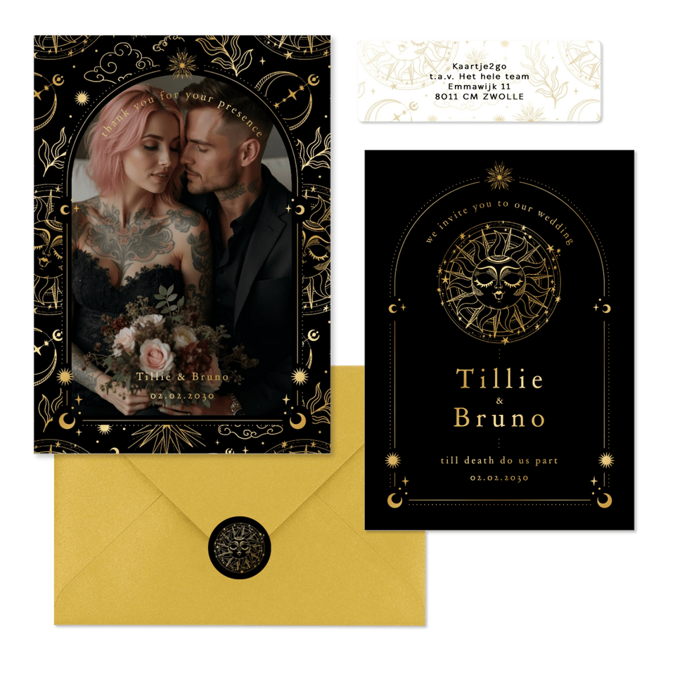 Hochzeit - Astrologie Symbole Schwarz Gold