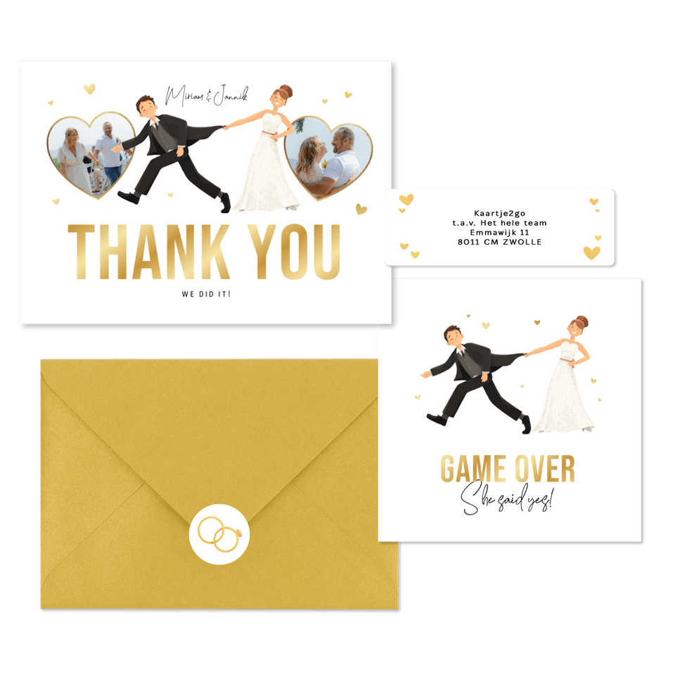 Hochzeitskartenset lustige Illustration 'Game over'