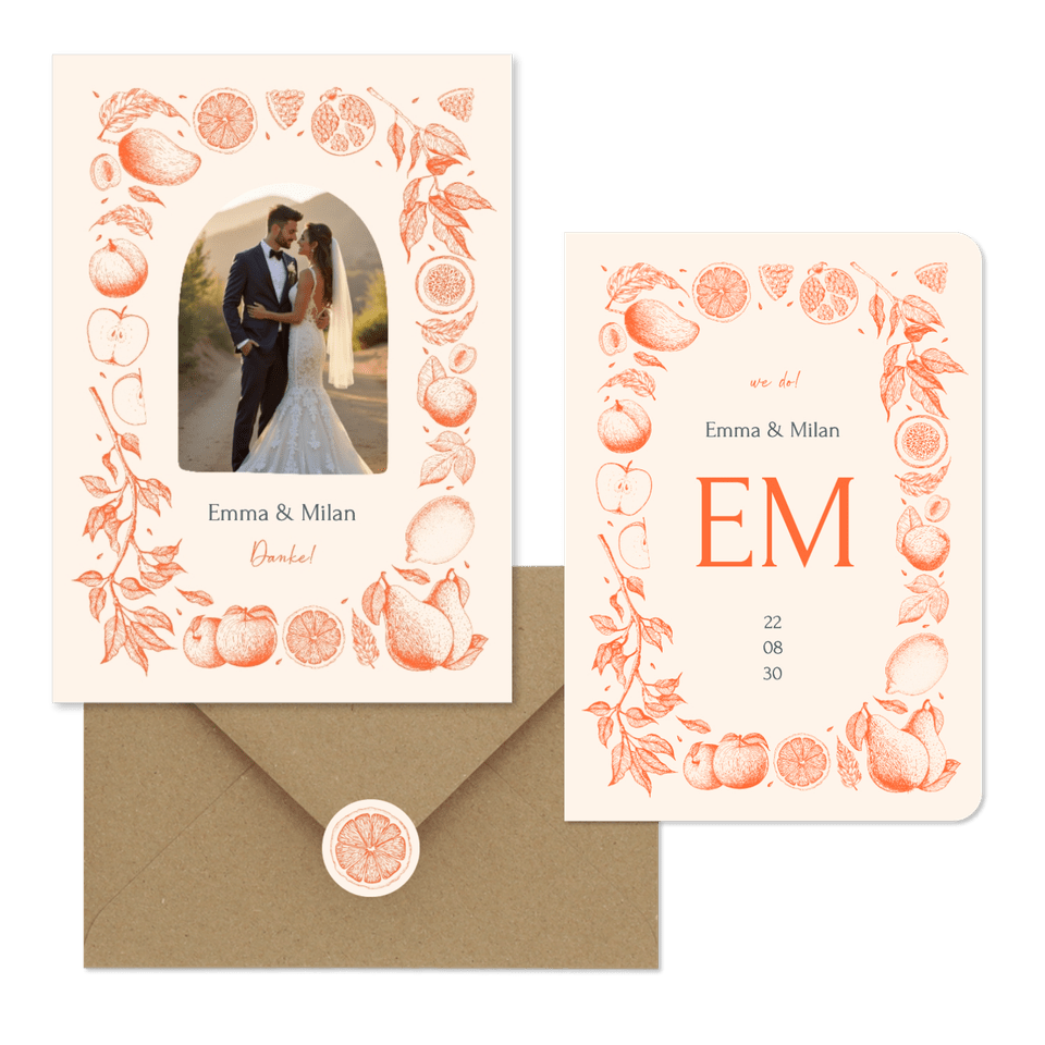 Hochzeit - Früchte Linienzeichnung M