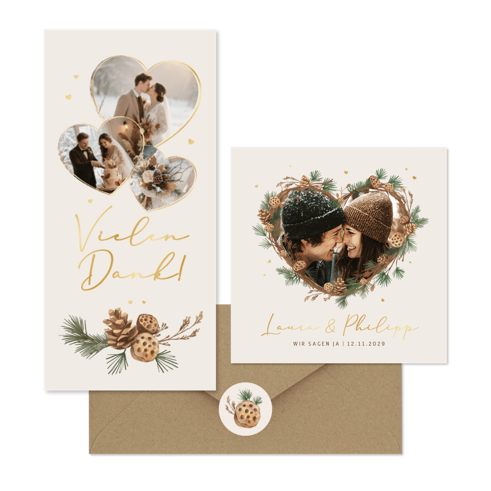 Hochzeit - Tannenzweige Herz Rahmen zur Winterhochzeit 