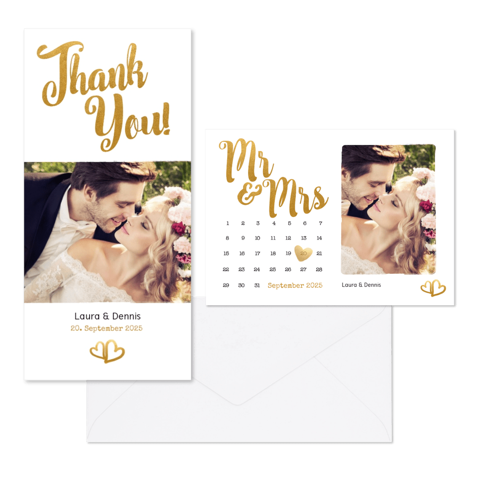 Hochzeitskartenset goldenes Handlettering