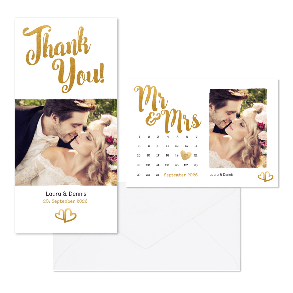 Hochzeitskartenset goldenes Handlettering