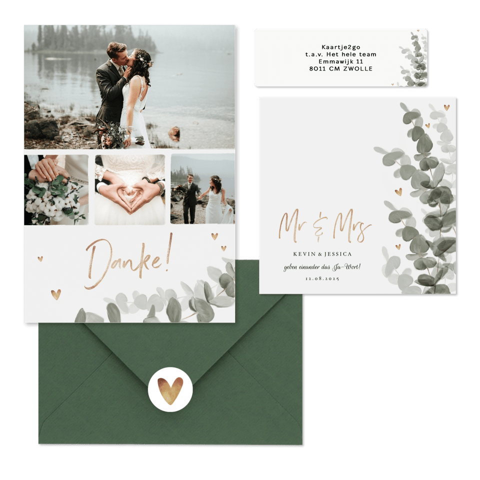 Hochzeitskartenset elegantes Aquarell mit Eukalyptus