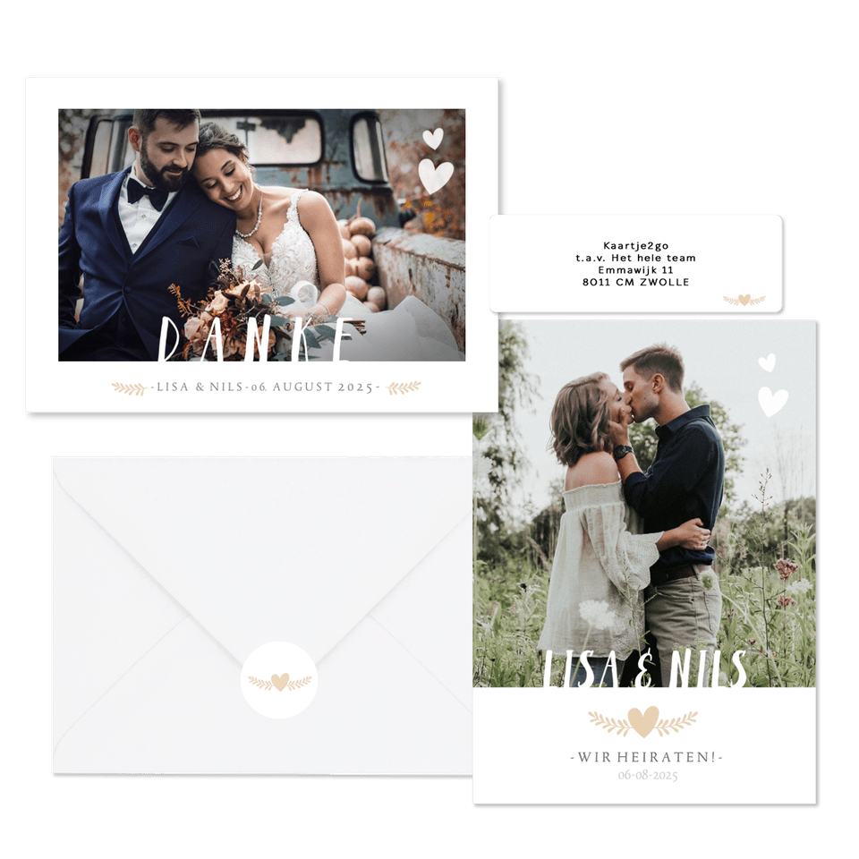 Hochzeitskartenset schlichte Fotoreihe