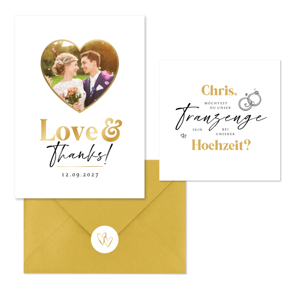 Hochzeitskartenset schlichter Schriftzug in Handschrift