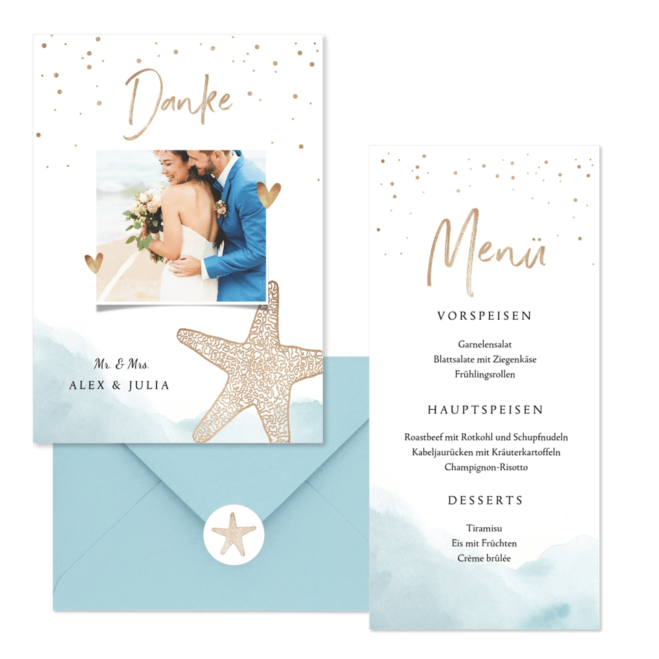 Hochzeitskartenset Strandfeeling Seestern