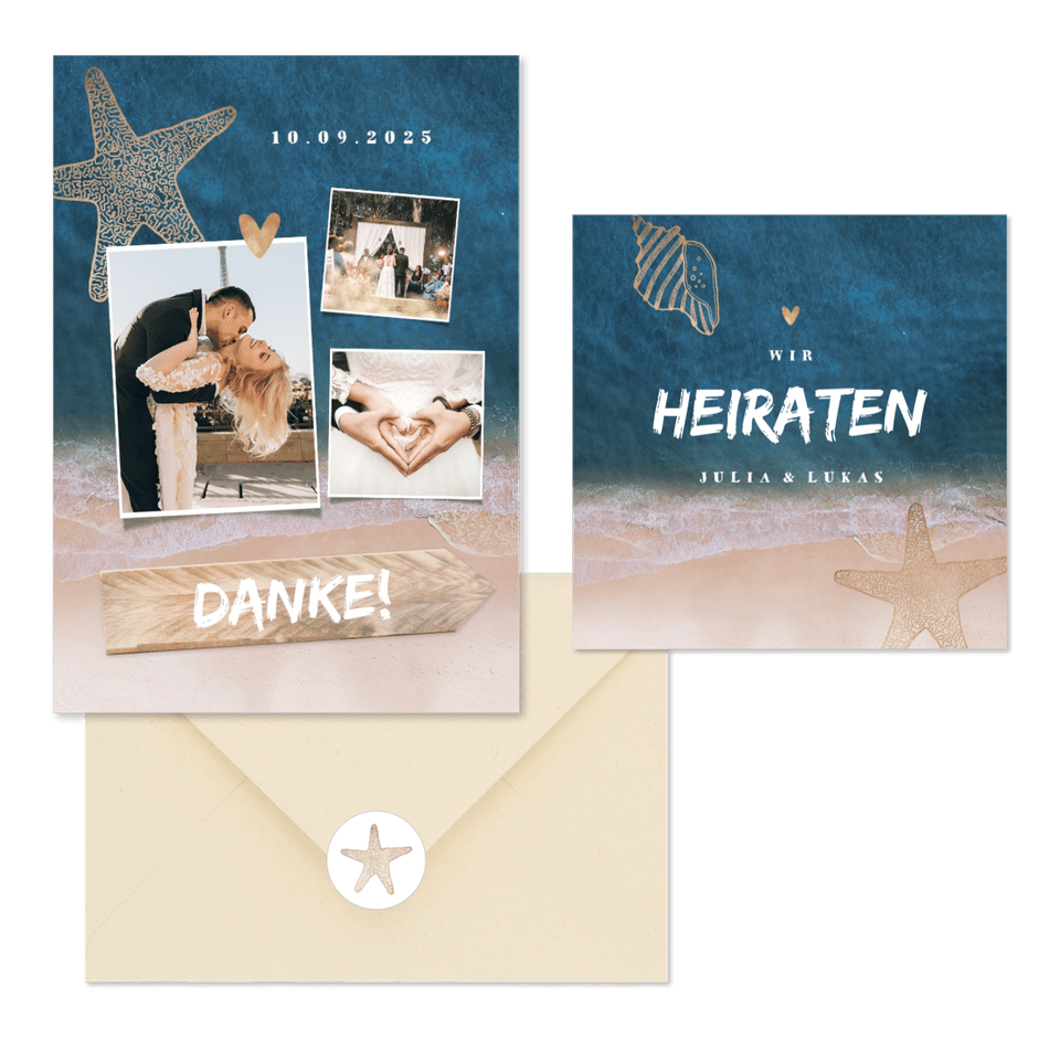 Hochzeitskartenset Strandhochzeit