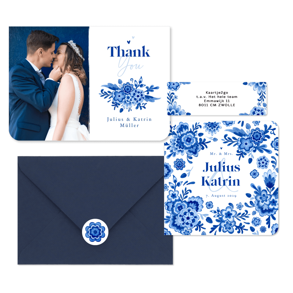 Hochzeitskartenset in Delfter Blau 