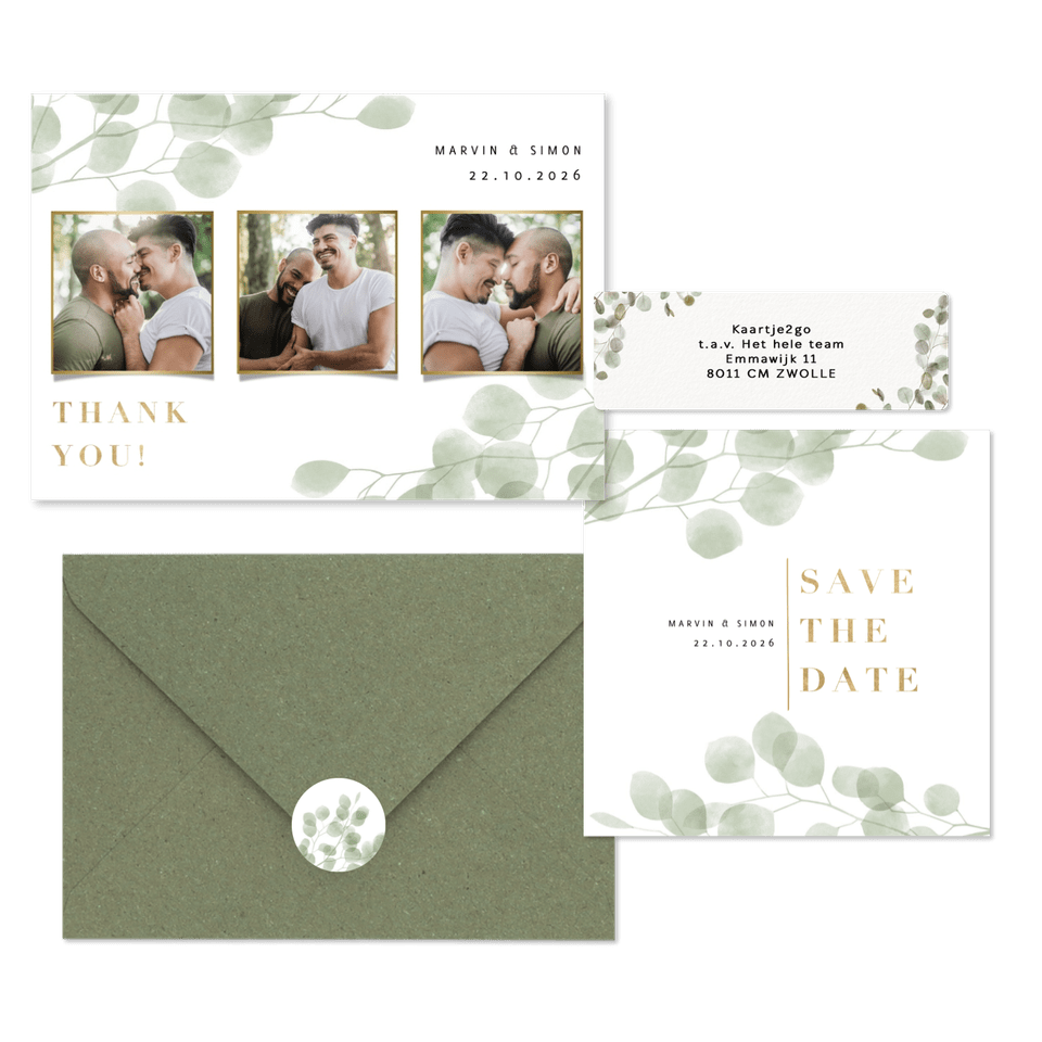 Hochzeitskartenset stilvoller Eukalyptus