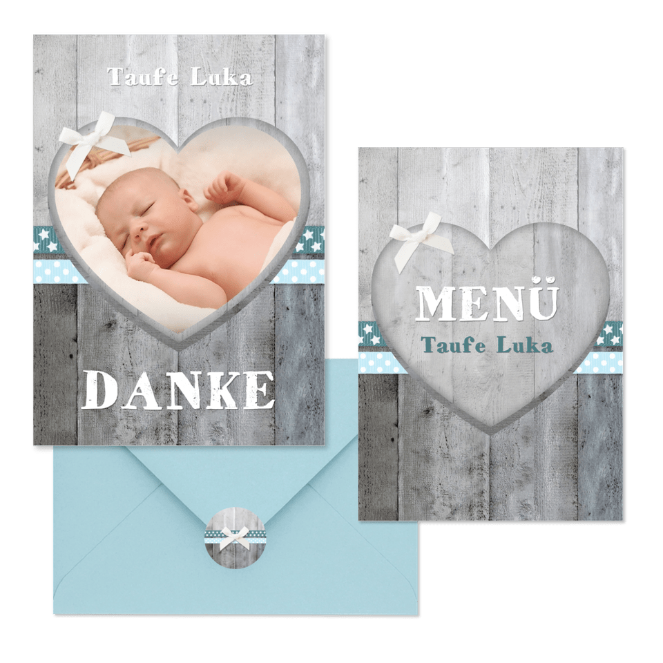 Taufe - Holzlook blau