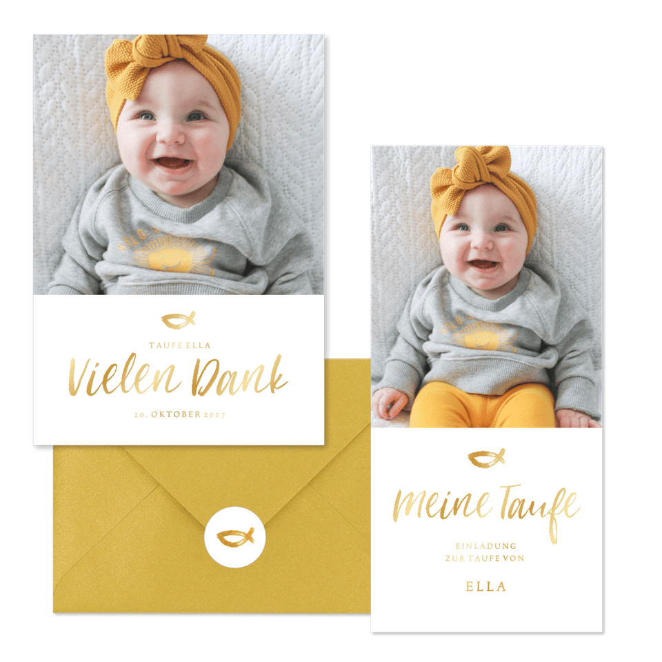 Taufe - Fisch & Schrift gold