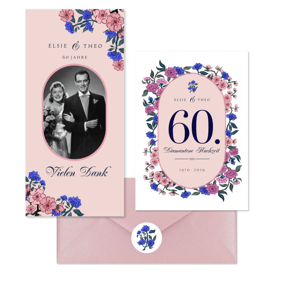 Jubiläum - Hochzeitstag Kirschblüten & Blätterkranz