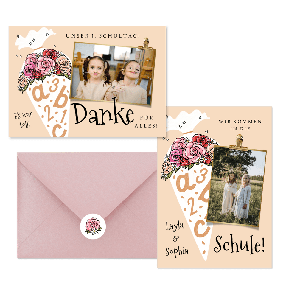 Einschulung - Schultüte mit Blumen