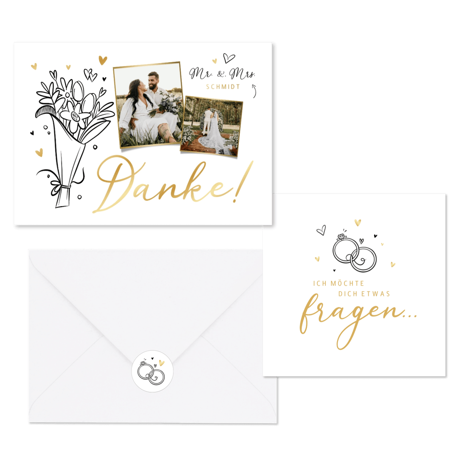 Hochzeitskartenset einfache Doodles