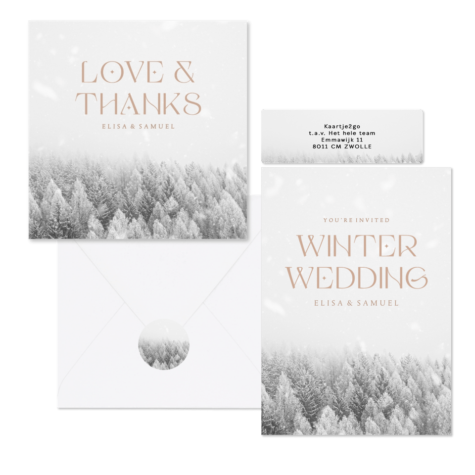 Hochzeitskartenset weißer Winterwald