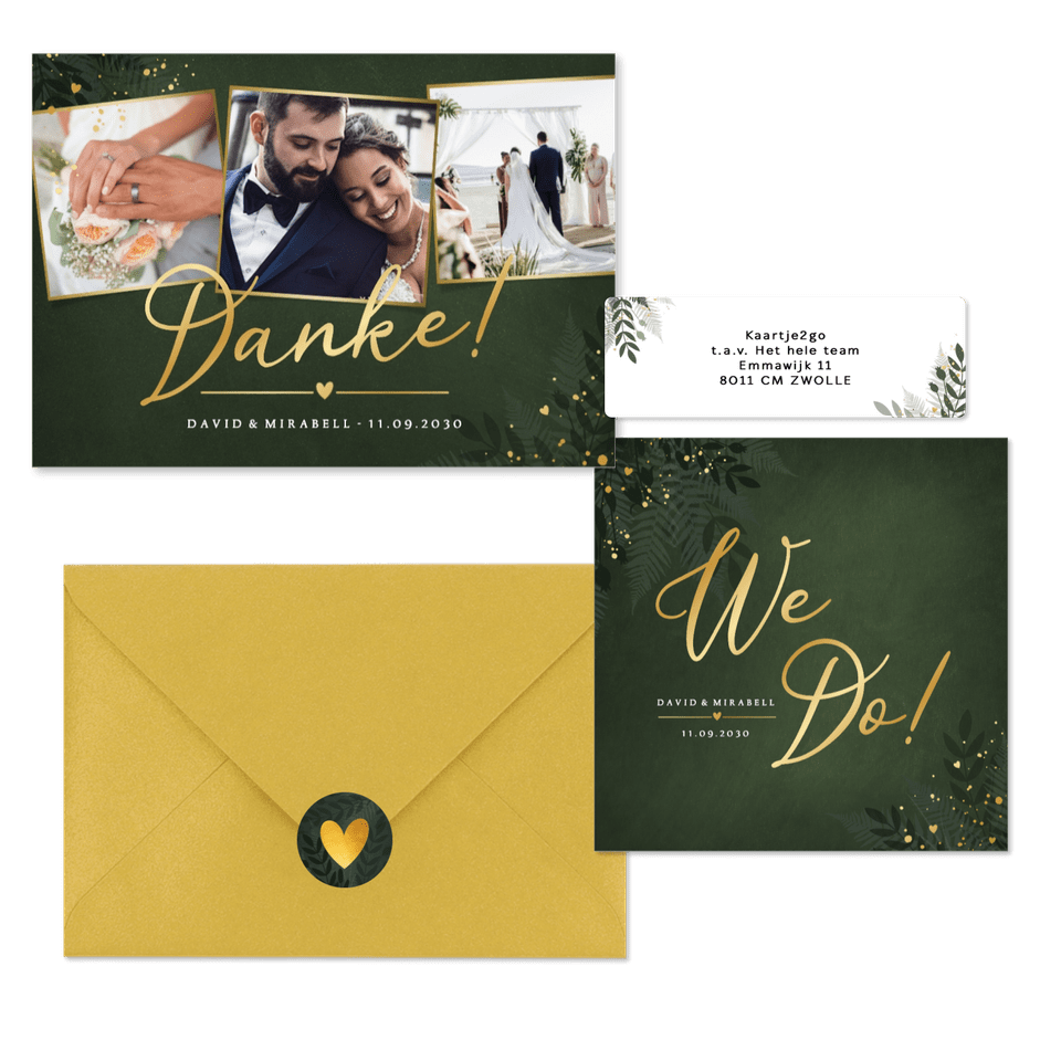 Hochzeit - Dunkelgrün Zweige und Goldsprenkel