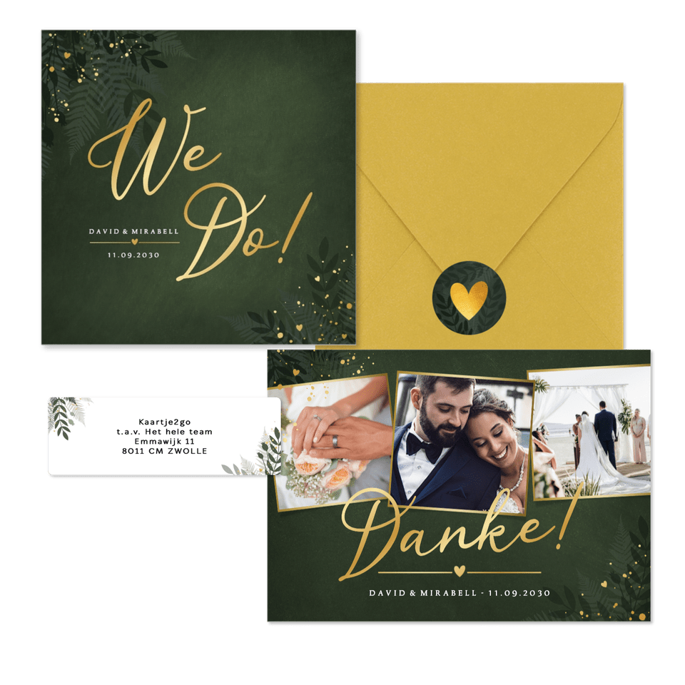 Hochzeit - Dunkelgrün Zweige und Goldsprenkel