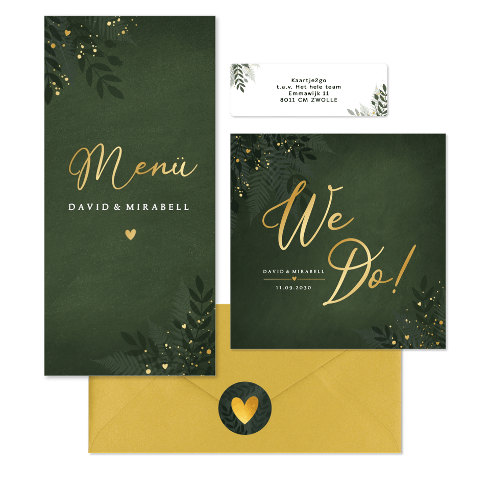 Hochzeit - Dunkelgrün Zweige und Goldsprenkel