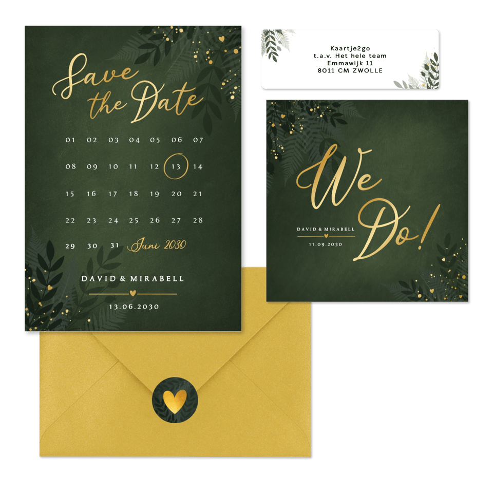 Hochzeit - Dunkelgrün Zweige und Goldsprenkel