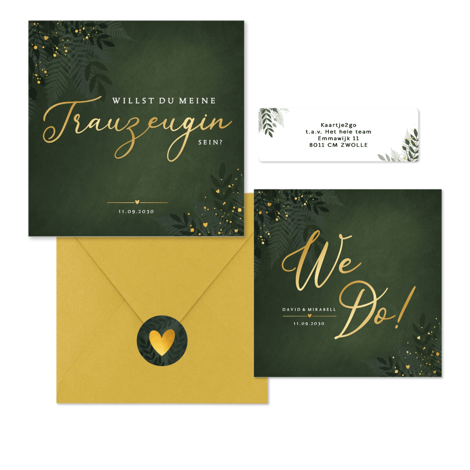 Hochzeit - Dunkelgrün Zweige und Goldsprenkel