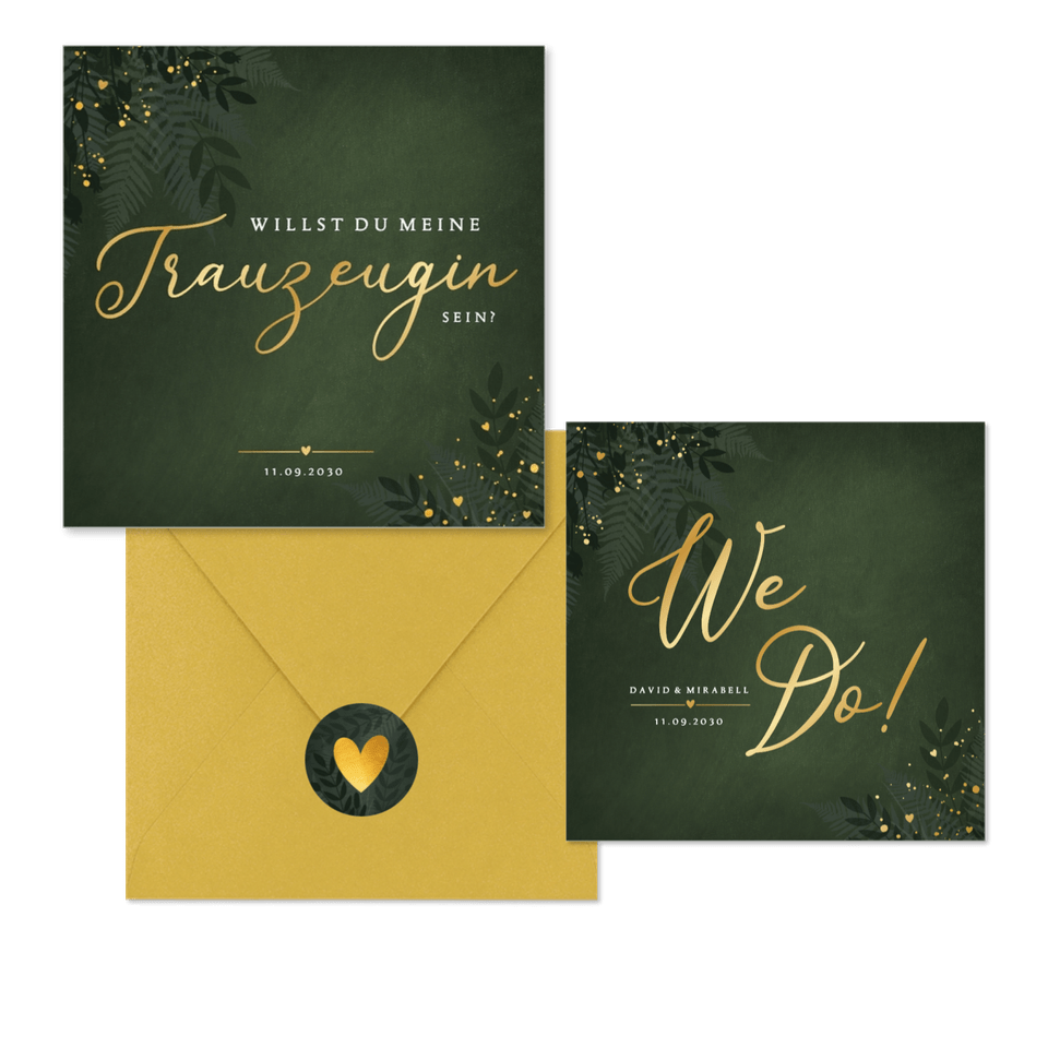 Hochzeit - Dunkelgrün Zweige und Goldsprenkel