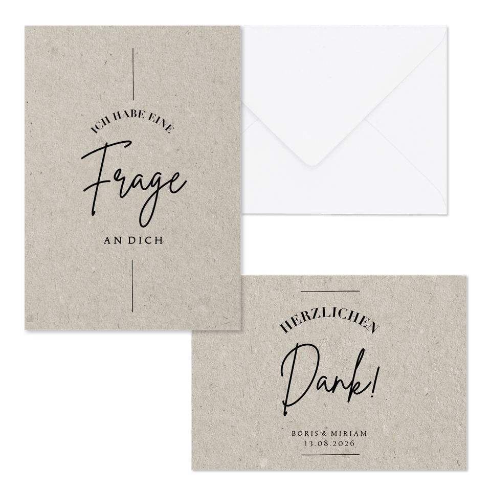 Hochzeitskartenset grauer Karton