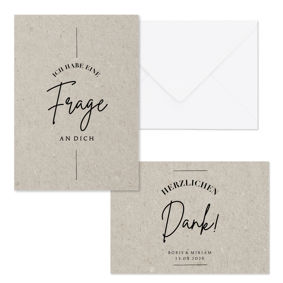 Hochzeitskartenset grauer Karton
