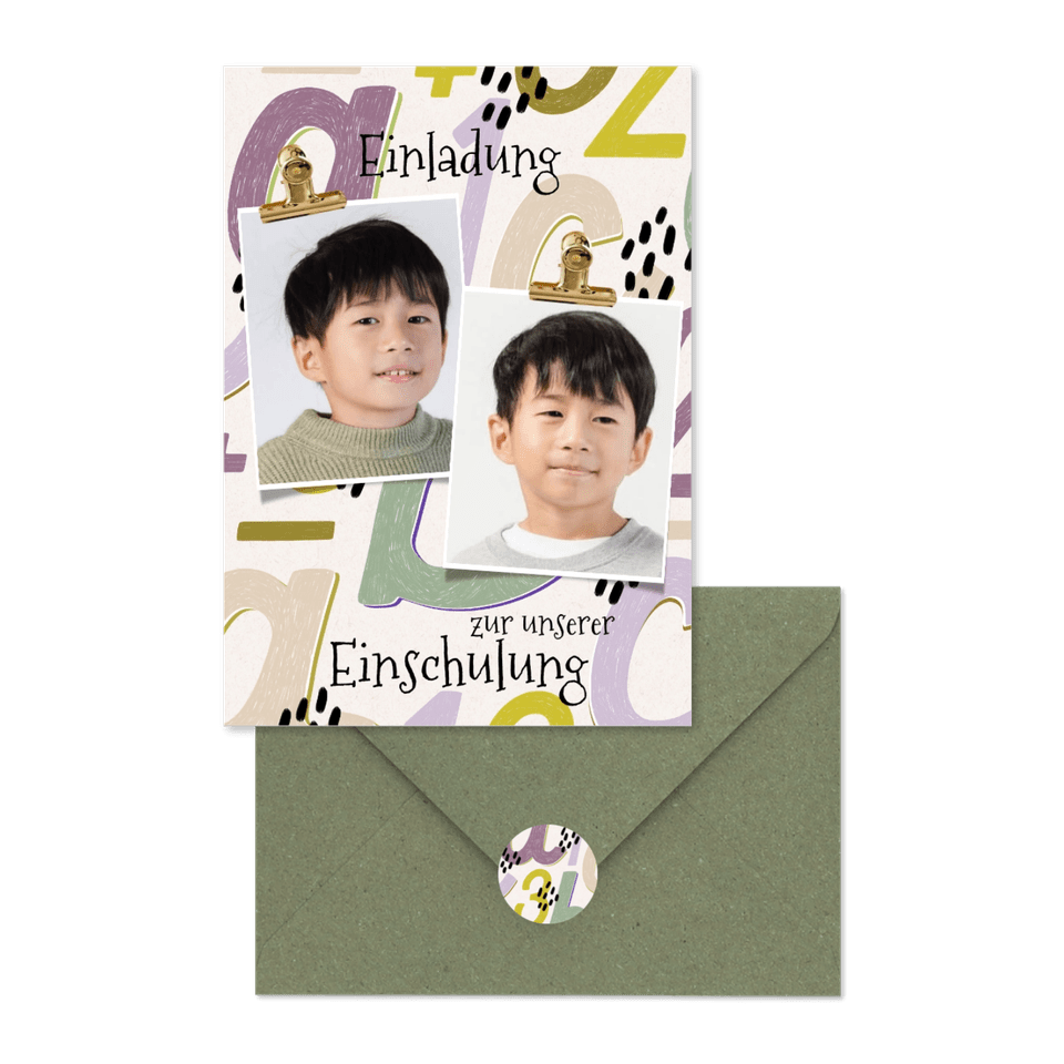 Einschulung - Zwillinge mit Buchstaben