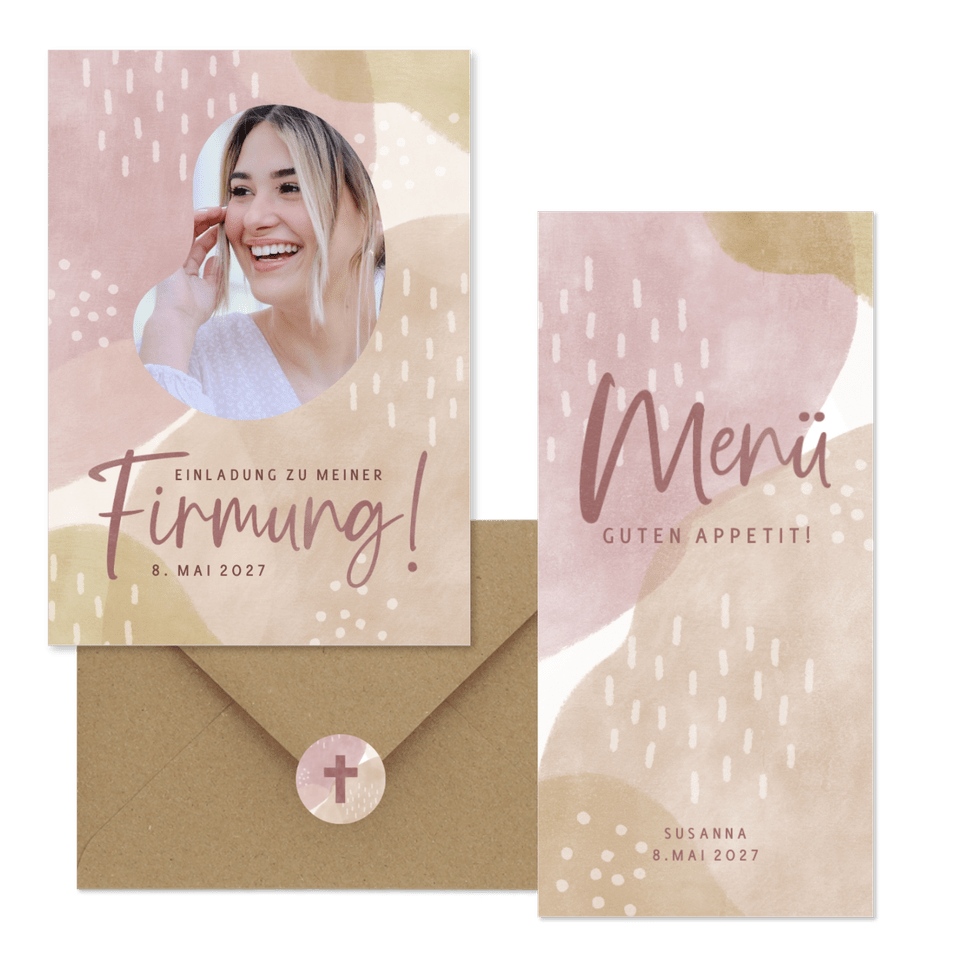 Firmung - Aquarell rosa-braun & Fotos