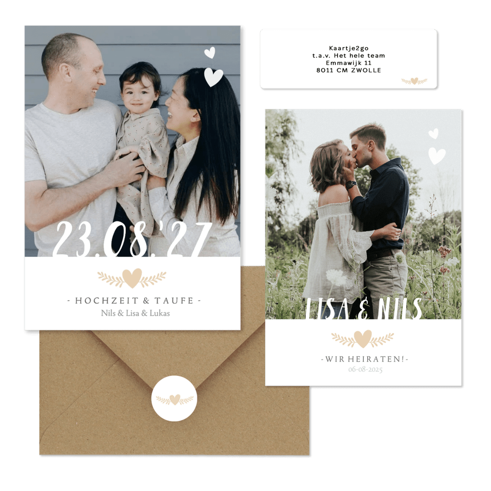 Hochzeitskartenset schlichte Fotoreihe