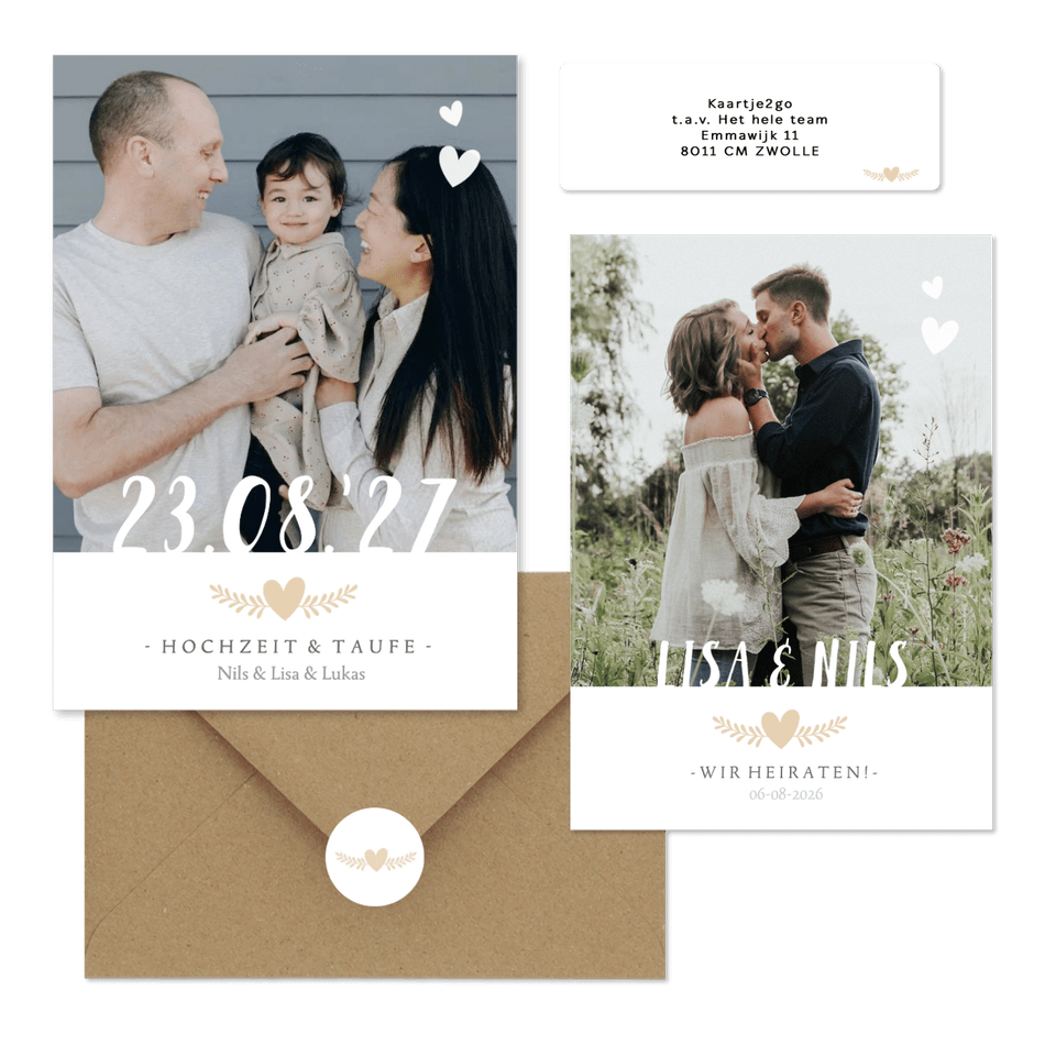 Hochzeitskartenset schlichte Fotoreihe